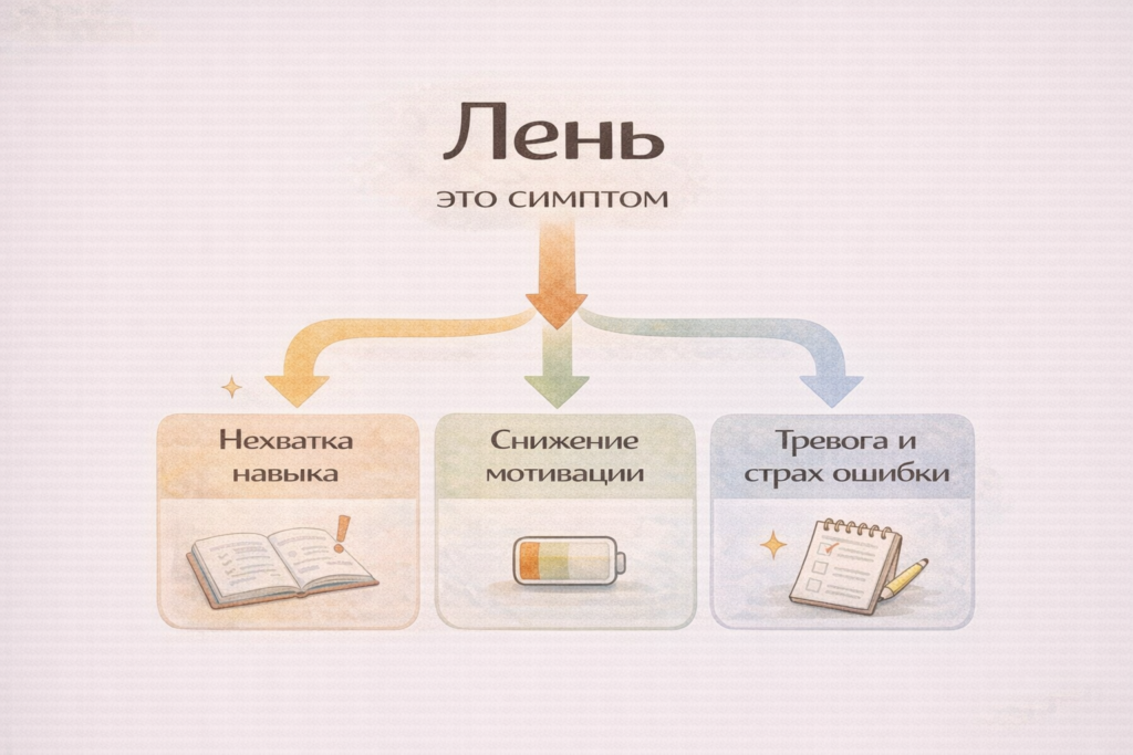 Инфографика причин, почему ребёнок ленится делать уроки